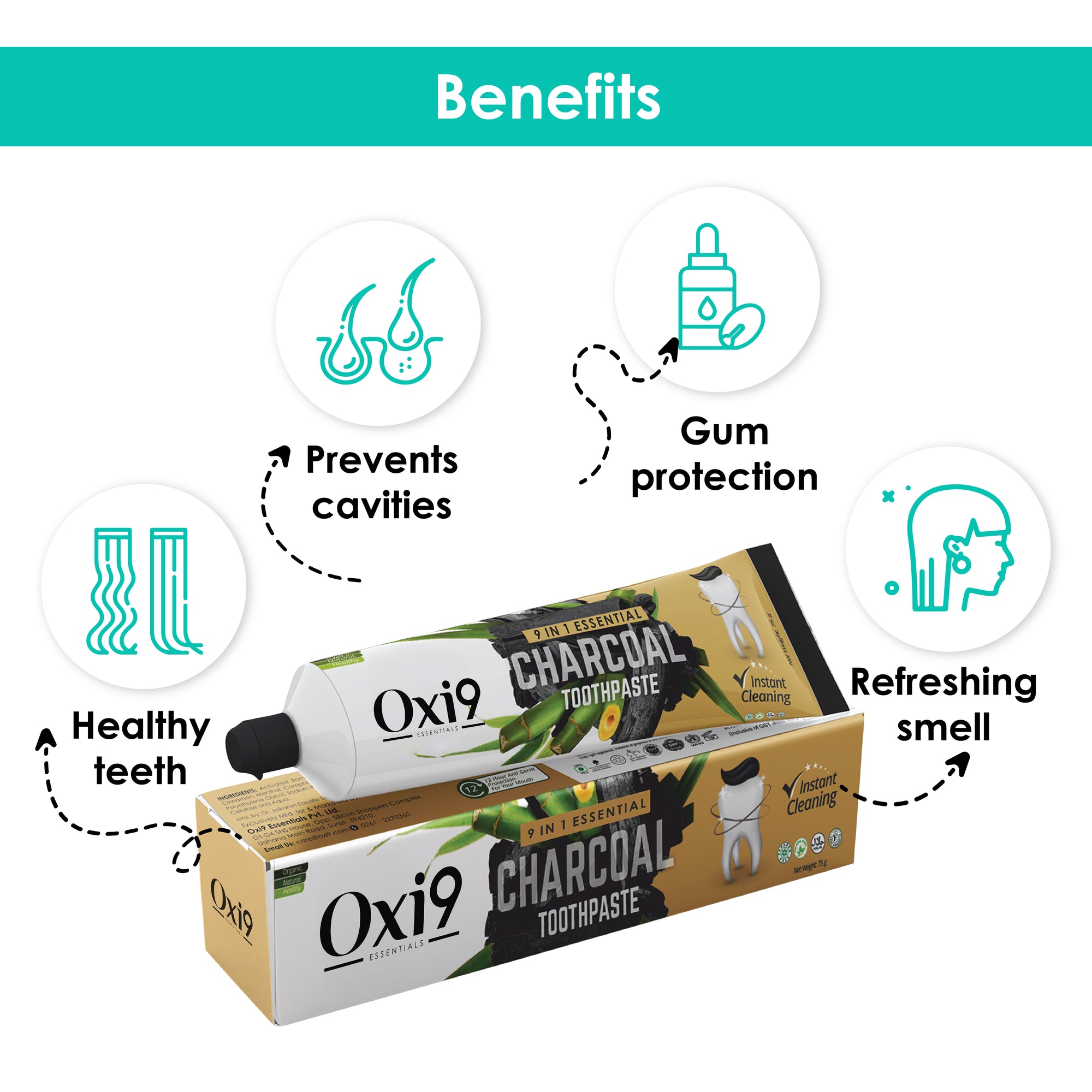 9 in 1 Essential Charcoal Toothpaste 75g